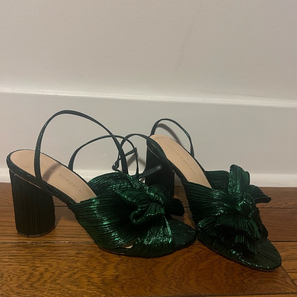 Green Loeffler Randall heels. - Picture 2 of 4